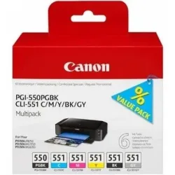 CANON Multipack Tinte PGBK/CMY/BK/GY PGCL550/1 PIXMA MG6350 15/7ml