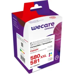WECARE Multipack XXL rebuilt BKCMY CLI-581XXLPACKWE zu Canon Pixma TS6150 7ml