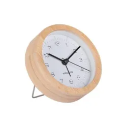 KARLSSON - Klassischer Wecker Neat Round Bambus, One Size
