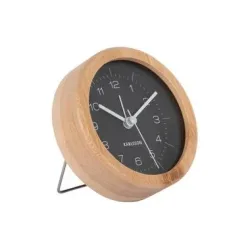 KARLSSON Klassischer Wecker Neat Round Bambus / Schwarz