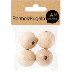 I AM CREATIVE Rohholzkugeln 30mm 4530.3 4 St&uuml;ck