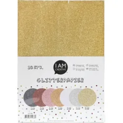 I AM CREATIVE Glitterpapier A4 4070.99 multicolor, 100g 10 St&uuml;ck