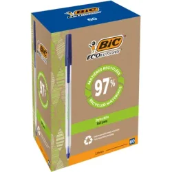 BIC Ecolutions Kugelschreiber Blau Mittel 0.4 mm Recycelt 74% 60 Stück