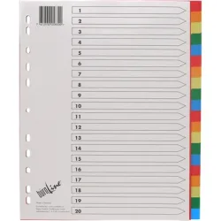 B&Uuml;ROLINE Register PP bunt A4+ 40992 20tlg. &uuml;berbreit