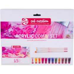 TALENS Acryl Combi Set 12x12ml 9021894M Farbe, Pinsel, Papier