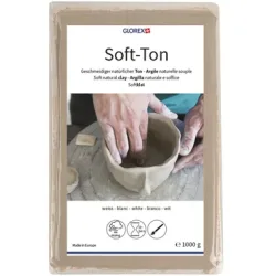 GLOREX Soft-Ton weiss 1kg 68075201 lufth&auml;rtend, brennbar