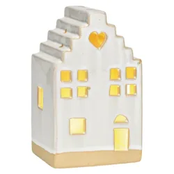 ROOST Windlicht Haus 10x18x9cm 10040031 Keramik, weiss