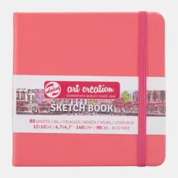 TALENS Sketchbook 12x12cm 9314314M korallenrot 80 Seiten