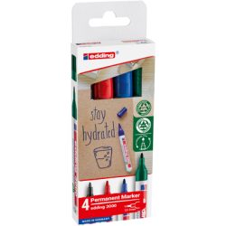 EDDING Permanent Marker 3000 1.5-3mm 3000-4-2 4 Farben assortiert