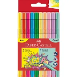 FABER-CASTELL Grip Colours 155312 10 Faren, Neon und Pastell