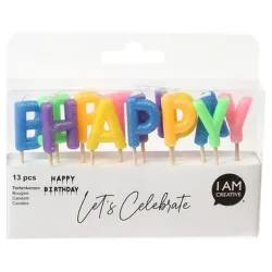 I AM CREATIVE Kerzen,Happy Birthday 6010.909 bunt, glitt.