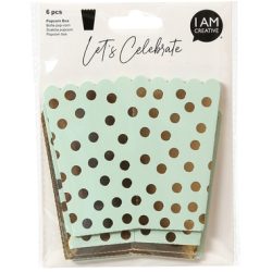 I AM CREATIVE Popcorn Box, mint, gold,10cm 6010.929 6 St&uuml;ck