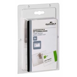 DURABLE Namensschild m/Klemme 90x54mm 861019 5 St&uuml;ck transp. Kunststoff