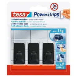TESA Powerstrips Haken S 582780000020 schwarz 3 St&uuml;ck