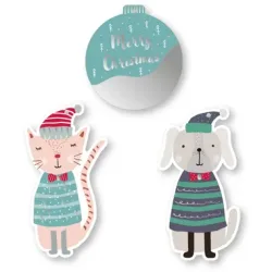 I AM CREATIVE Geschenkanhänger X-mas 4088.8 Katze, Hund & Kugel 9 Stück