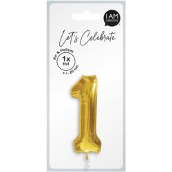 I AM CREATIVE Folienballon Zahl 1 85cm 1000-1044 gold