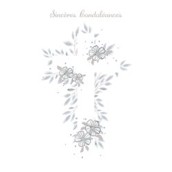 ABC Trauerkarte FR B6 53161 Blumen Kreuz