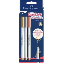 FABER-CASTELL Creative Marker Pinselspitze 161005 Metallic Farben 3 St&uuml;ck