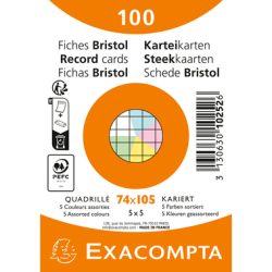 BIELLA Karteikarten kariert A7 10252E farbig assortiert 100 St&uuml;ck