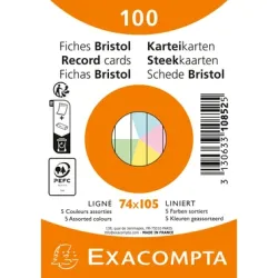 BIELLA Karteikarten liniert A7 10852E farbig assortiert 100 St&uuml;ck