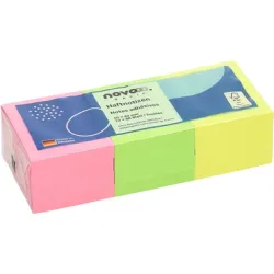 NOVOOO Haftnotizen 50x40mm 5653-39 grün, gelb, pink 12x80 Bl.