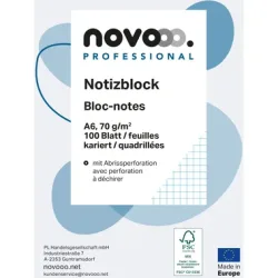 NOVOOO Notizblock weiss A6 694728 kariert 4mm, 70g 3x100 Blatt