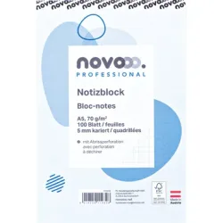 NOVOOO Notizblock weiss A5 731506 kariert 5mm, 70g 2x100 Blatt