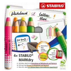 STABILO Whiteboardmarker MARKdry 648/4-01 Neon 4 Stück