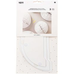 RICO DESIGN Wabenpapier 20-30cm 99001.71.26 Bälle, weiss 3 Stück