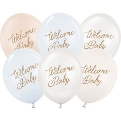 PARTYDECO Ballons 30cm SB14P3420016 Welcome Baby, blau 6 Stück