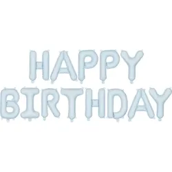 PARTYDECO Folienballon 340x35cm FB6T-001J Happy Birthday hellblau