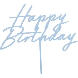 PARTYDECO Caketopper 16.5cm KPT79-093 Happy Birthday hellblau