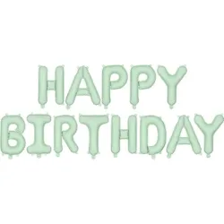 PARTYDECO Folienballon 340x35cm FB6T-012 Happy Birthday hellgrün