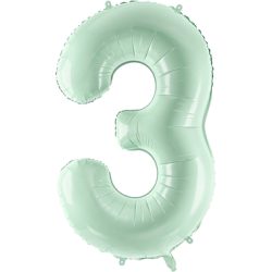 PARTYDECO Folienballon Ziffer 3 72cm FB230G-3-012 hellgrün