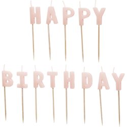 PARTYDECO Kerzen Happy Birthday SCS-13-081 rosa