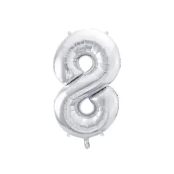 PARTYDECO Folienballon Ziffer 8 86cm FB1M-8-018 silber