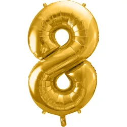 PARTYDECO Folienballon Ziffer 8 86cm FB1M-8-019 gold