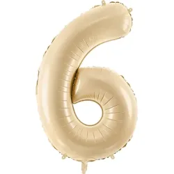 PARTYDECO Folienballon Ziffer 6 72cm FB230P-6-013 beige