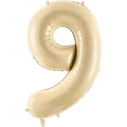 PARTYDECO Folienballon Ziffer 9 72cm FB230P-9-013 beige