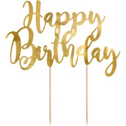 PARTYDECO Caketopper 22.5cm KPT11-019M Happy Birthday gold