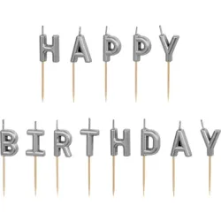 PARTYDECO Kerzen Happy Birthday SCS-13-018 silber