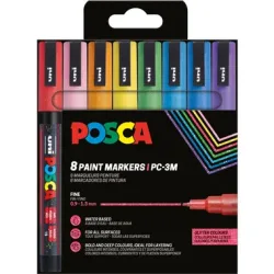 UNI-BALL Marker Posca 0.9-1.3mm PC-3ML 8P SE Sparkling 8 Farben