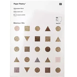 RICO DESIGN Glitterpapierblock A4 99001.50.61 Glamour 180g, 10 Blatt