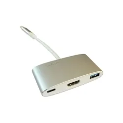 LC-POWER - LC-HUB-C-MULTI-4 Schnittstellen-Hub USB 3.2 Gen 1 (3.1 Gen 1) Type-C Silber, Weiß