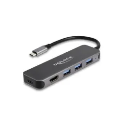 DeLock - 64171 Schnittstellen-Hub USB 3.2 Gen 1 (3.1 Gen 1) Type-C 5000 Mbit/s Grau