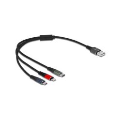 Delock USB-Ladekabel USB-A - Lightning/USB-C/Micro-USB B 0.3 m