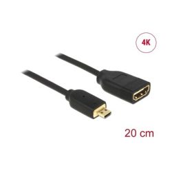 Delock HDMI Anschlusskabel HDMI-A Buchse, HDMI-Micro-D Stecker 0.23 m Schwarz 65687 vergoldete Steckkontakte, 4K UHD