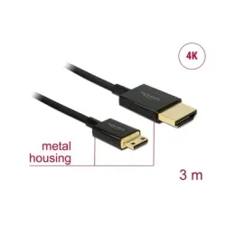 Delock Kabel 4K 60Hz HDMI - Mini-HDMI (HDMI-C), 3 m, Schwarz