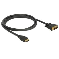 Delock HDMI / DVI Anschlusskabel HDMI-A Stecker, DVI-D 24+1pol. Stecker 1.5 m Schwarz 85653 dreifach geschirmt,