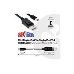 club3D Mini-DisplayPort / DisplayPort Adapterkabel Mini DisplayPort Stecker, DisplayPort Stecker 2.00 m Schwarz CAC-1115